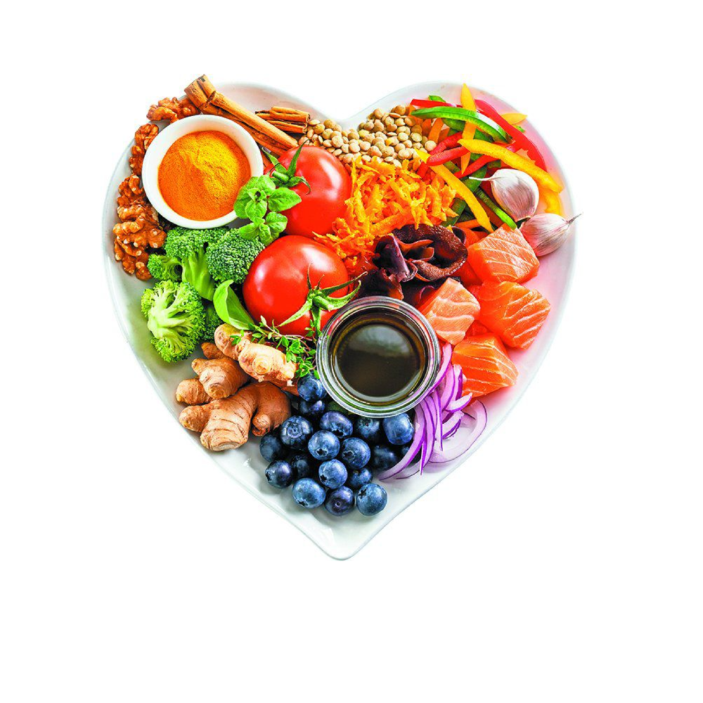 Healthy food in a love heart.